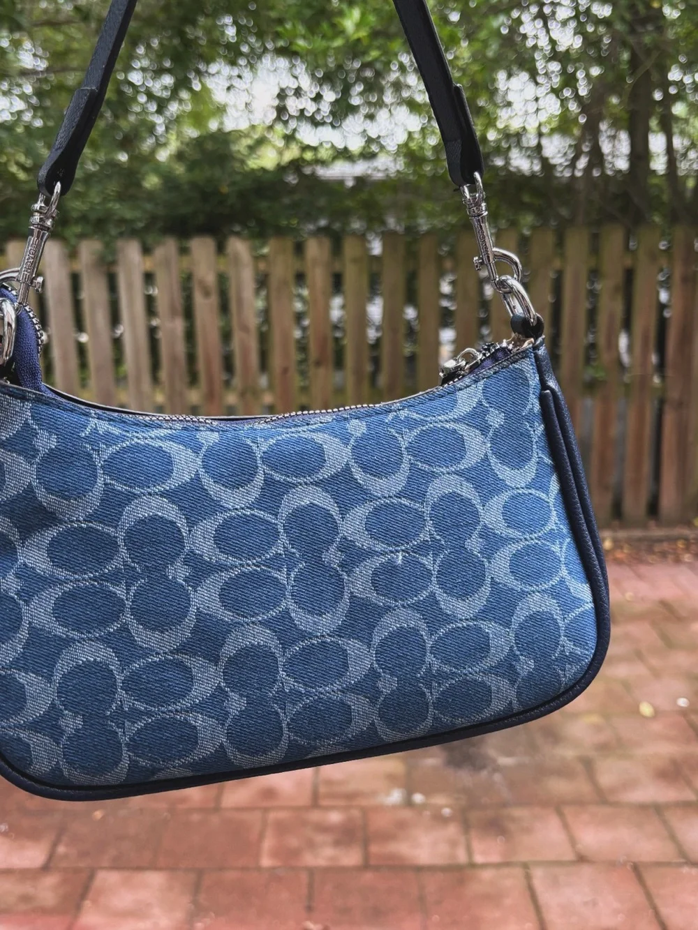 Coach Denim Signature Canvas Shoulder Bag in Blue